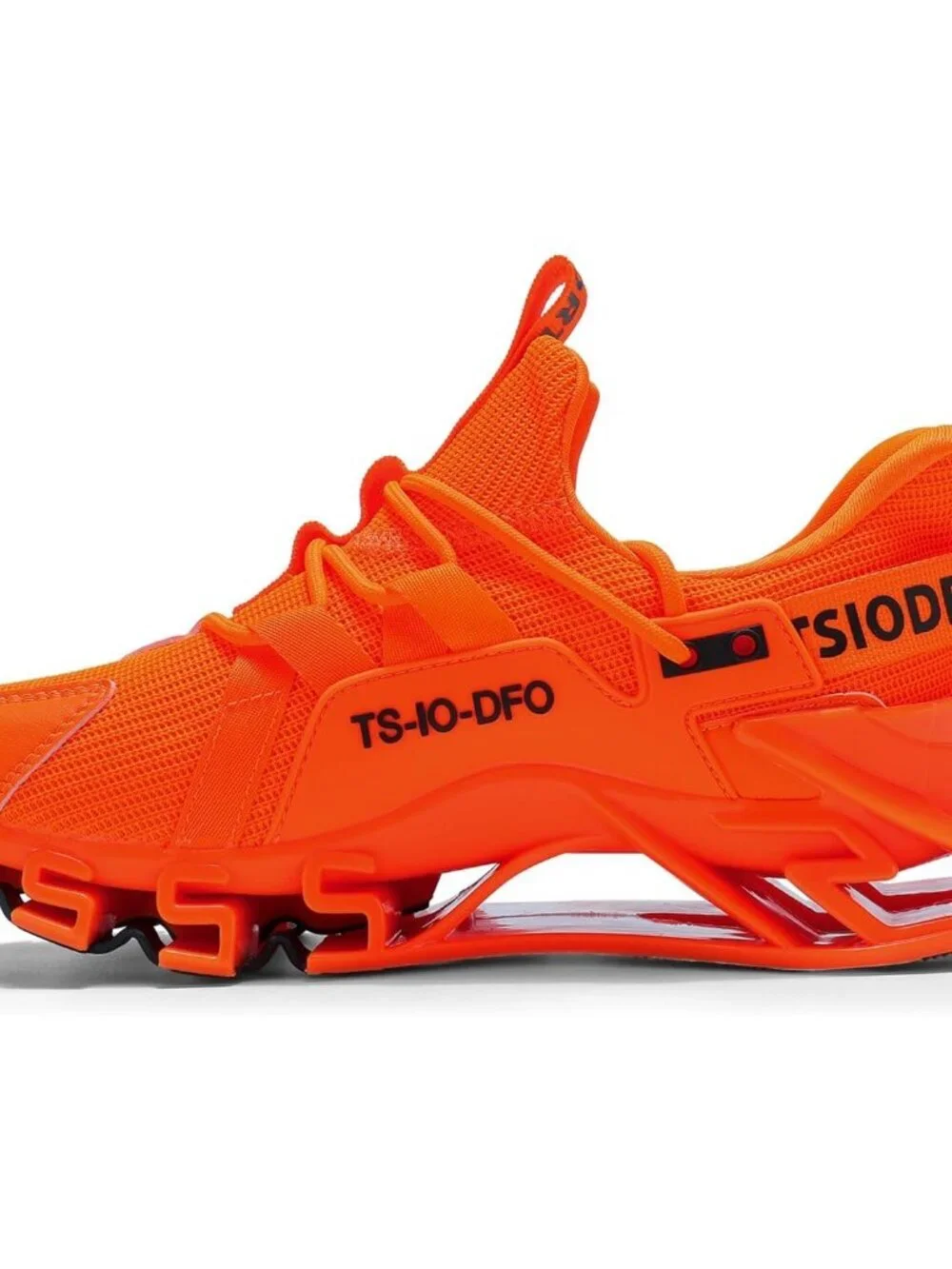 Women's Dark Orange Mesh Sneakers Athletic Running Walking Shoes Lace-up